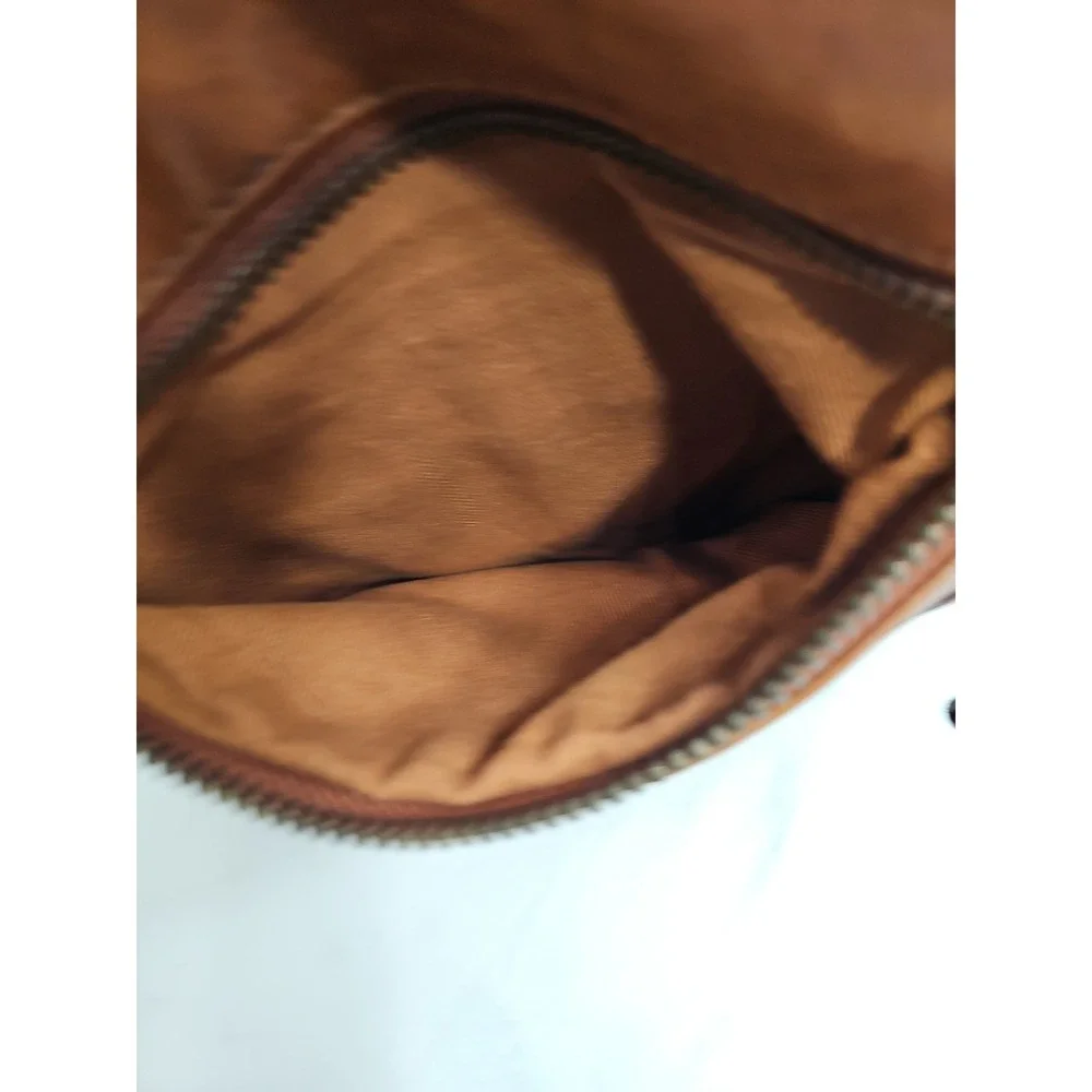 Harbour 2nd Tuula Woven Distressed Leather Crossbody Bag Purse Brown Cognac